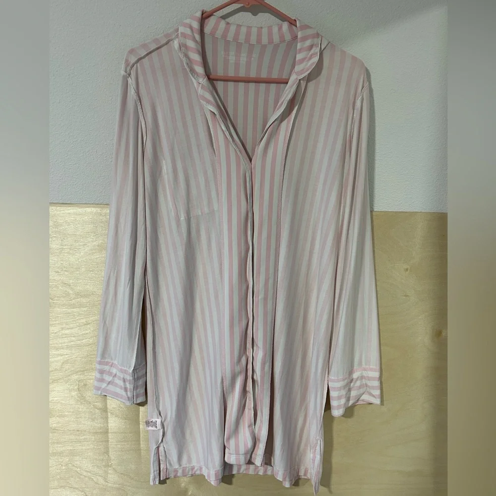 Victoria’s Secret Modal Soft Button-Front Sleepshirt Pretty Blossom Stripes S - Picture 4 of 13